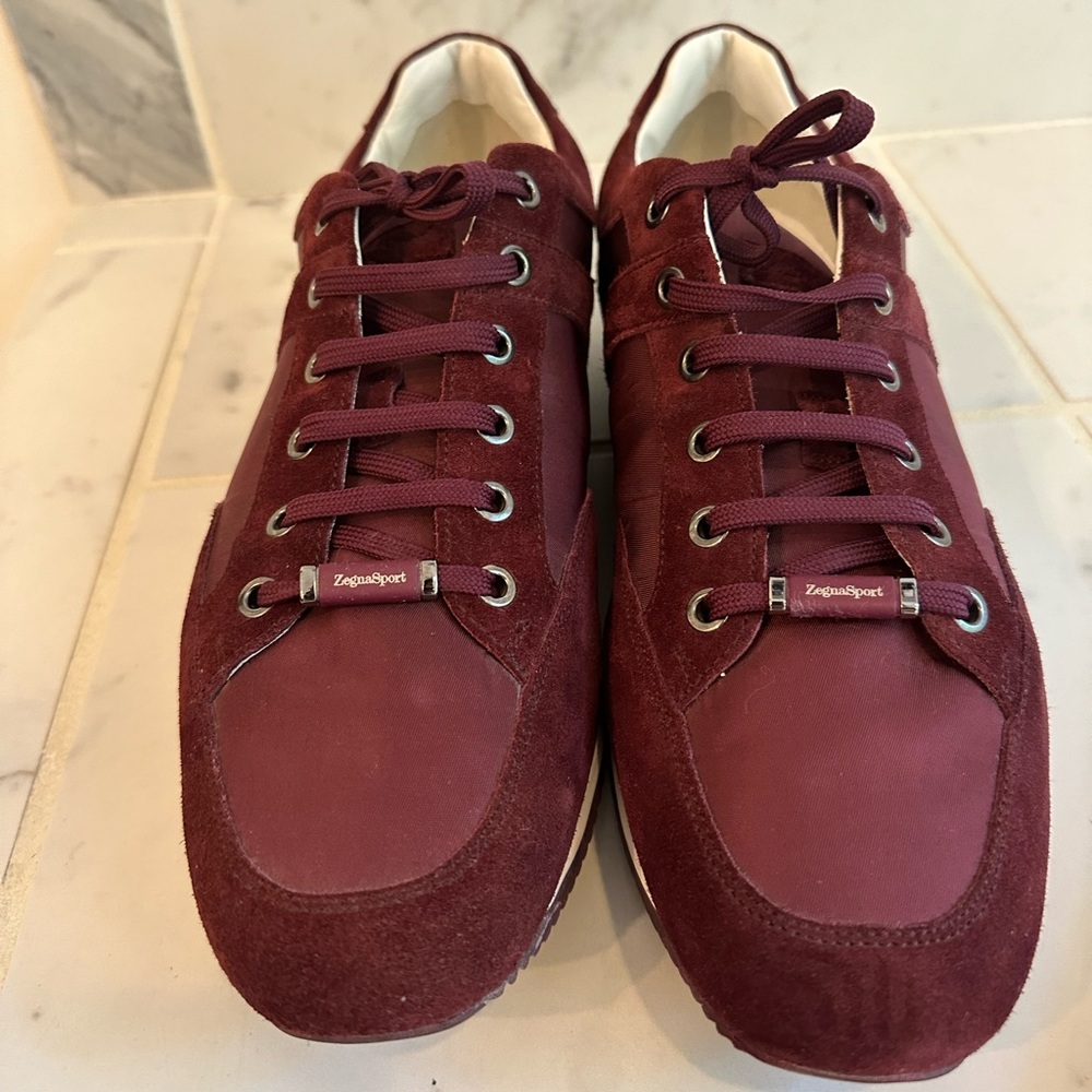Zegna Sport Lace up burgundy sneakers size 10